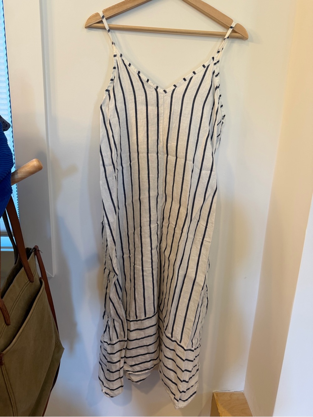 Striped White & Navy Midi Slip Dress - Picture 4 of 5